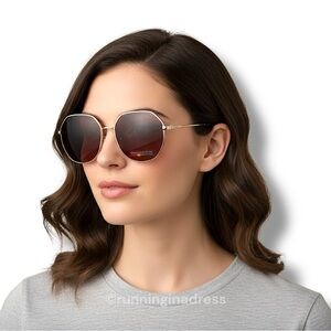 Polaroid Gold & Violet Geometric Sunglasses With Violet Polarized Lenses